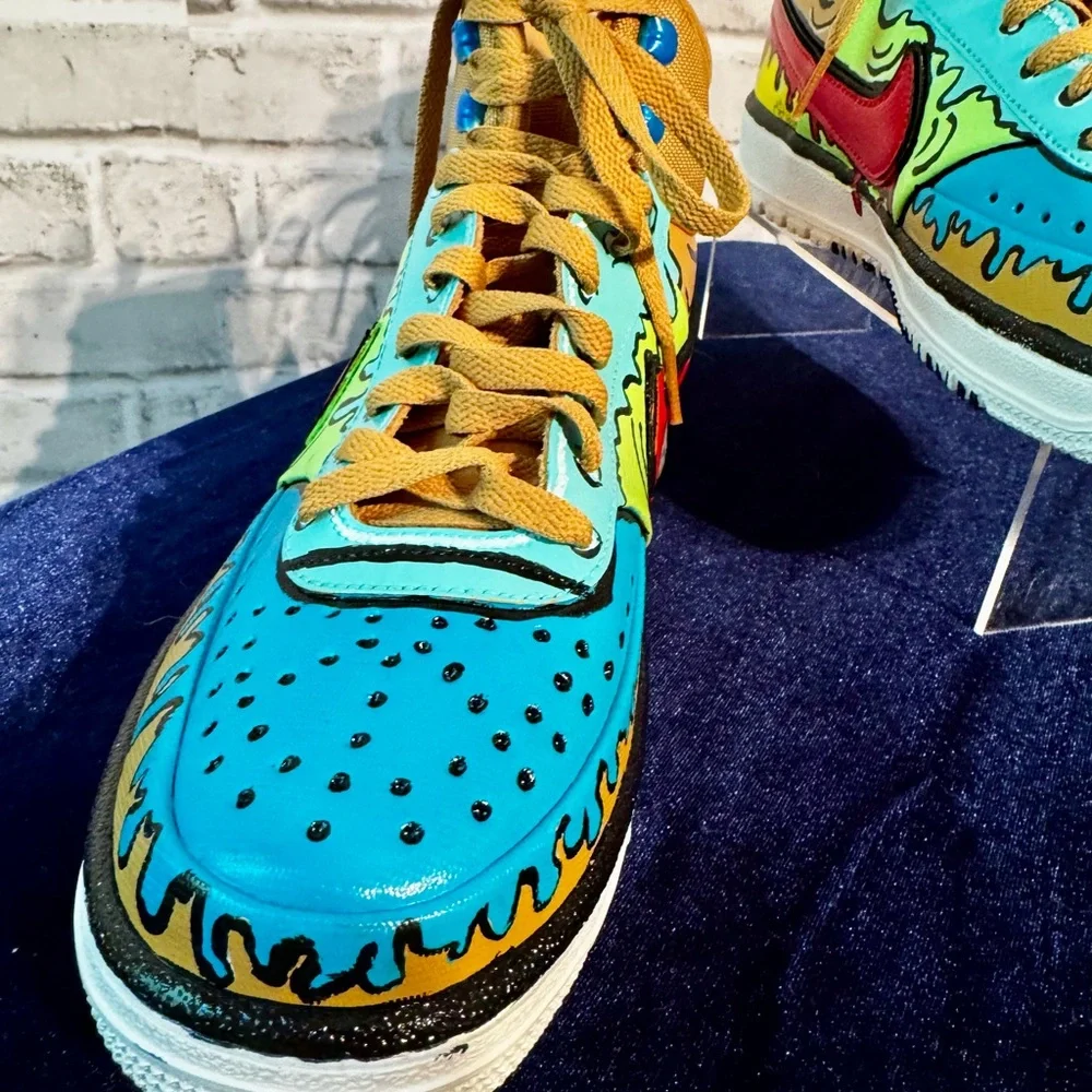 Nike Court Vision Sneakers with Graffiti Design Size 8 Mens New custom comic - Picture 8 of 11